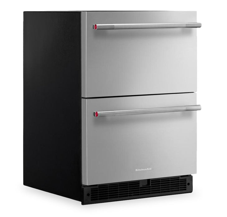 Réfrigérateur à deux tiroirs sous le comptoir KitchenAid de 24 po et 4,4 pi³ – acier inoxydable - prêt pour panneau personnalisable – KURT524SSB