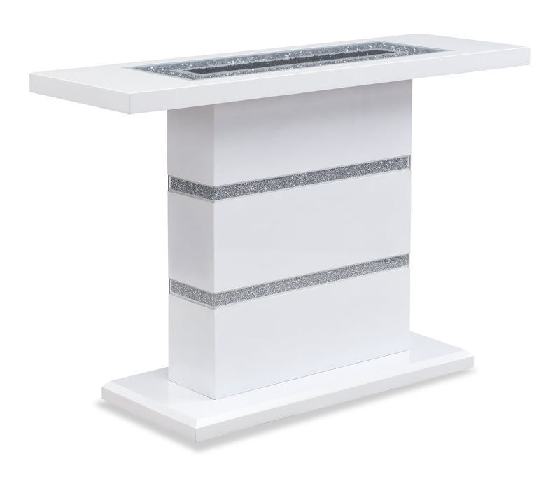 Table de salon somptueuse Garbo de 47.25 po - blanche et argentée avec touches scintillantesv