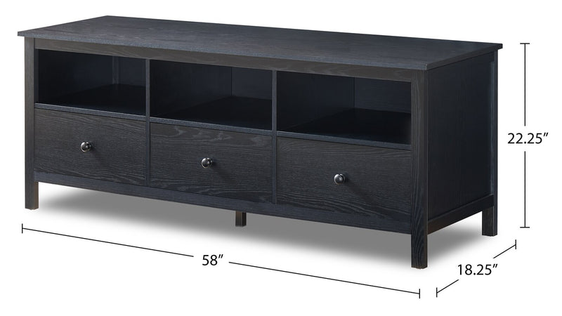 Meuble pour téléviseur moderne Renner de 58 po avec rangement pour téléviseurs de jusqu’à 65 po - noir mat