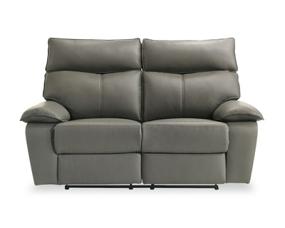 Matteo 64" Genuine Leather Power Reclining Loveseat - Aviarah Grey | Causeuse à inclinaison électrique Matteo de 64 po en cuir véritable - gris Aviarah
