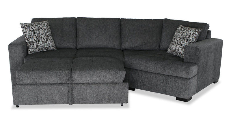 Sofa-lit sectionnel enveloppant de droite Legend 2 pièces fabriqué au Canada en tissu de chenille - gris poivre