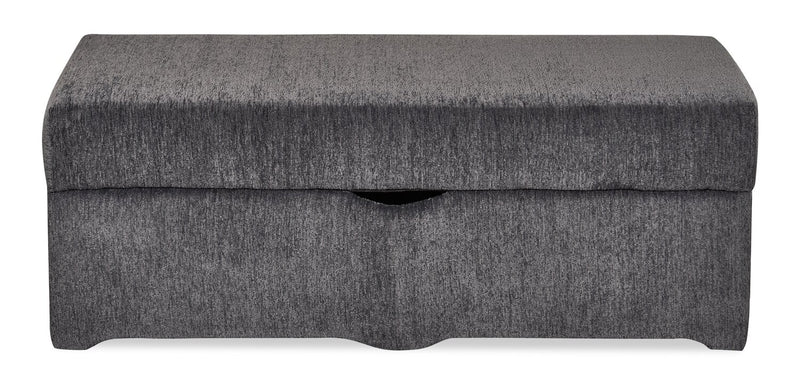 Pouf de rangement Morgan de 48 po fabriqué au Canada en tissu de chenille - gris