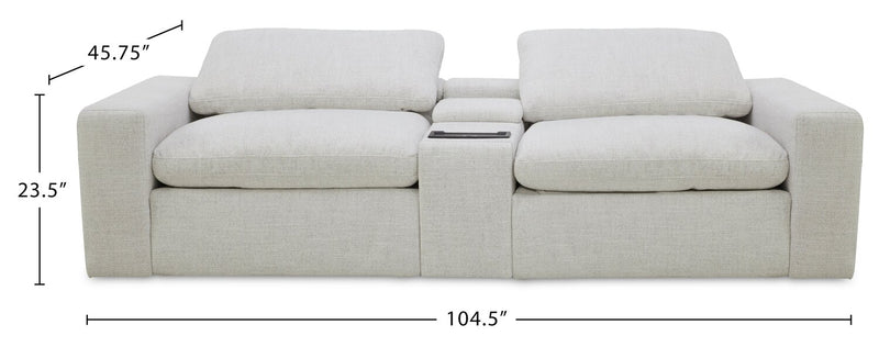 Sofa sectionnel à inclinaison électrique modulaire Sky 3 pièces en tissu avec console et coussins en duvet et plumes - blé Nathan