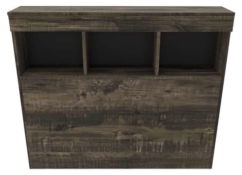 Lit matelot Riley avec ensemble de tête de lit bibliothèque pour enfants, fabriqué au Canada, gris - format lit simple