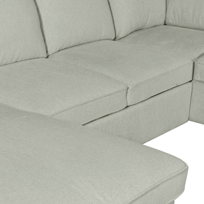 Sofa-lit sectionnel de gauche Haven de Scott Living 4 pièces en tissu de chenille avec fauteuil long de rangement - bleu écume de mer