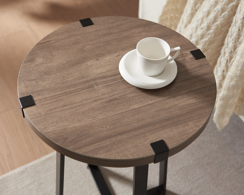 Table de fauteuil Pauly de 15 po avec dessus d’apparence bois - noisette