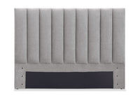  Tête de lit rembourrée Amos en tissu gris en canaux - format grand lit