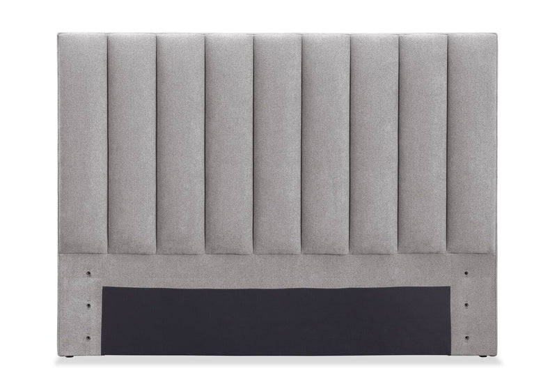 Tête de lit rembourrée Amos en tissu gris en canaux - format grand lit