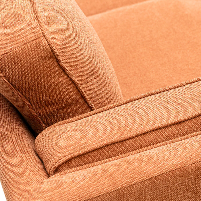 Sofa Kassia de Kort & Co. de 80 po de format condo en tissu d’apparence lin avec base et pattes en bois - orange