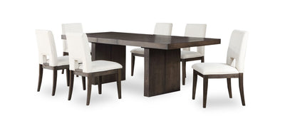 Zelda 7pc Dining Set with Table & 6 Chairs, 78-96"W - White & Espresso Brown | Ensemble de salle à manger Zelda 7 pièces avec table de 78 po à 96 po (L) et 6 chaises - blanc et brun espresso