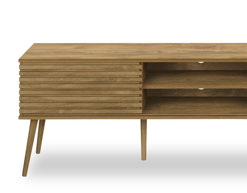 Meuble pour téléviseur rustique Gemma de 72 po avec rangement et système de gestion des câbles pour téléviseurs jusqu’à 80 po - brun