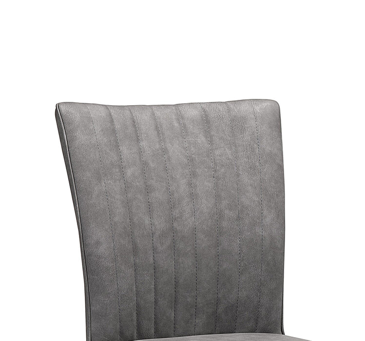 Chaise de salle à manger Ezra en cuir végétalien et en métal - grise