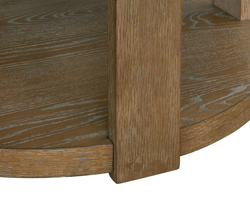 Table à café ronde moderne Declan de 31,5 po avec roulettes - bois naturel