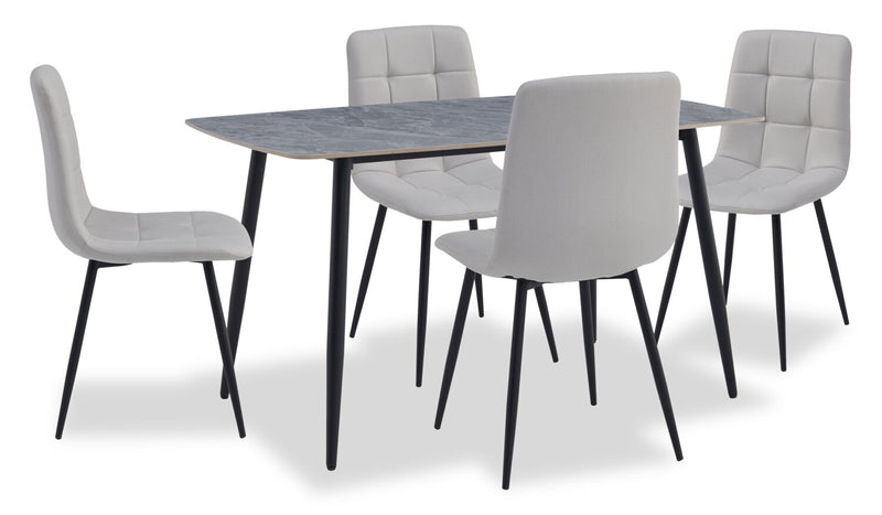 Chaise de salle à manger Arlo en métal avec siège et dossier coussinés capitonnés en tissu - grise