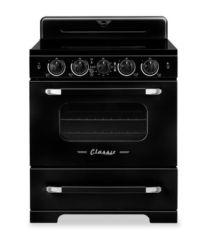 Cuisnière à induction Classic Rétro par Unique de 30 po et de 3,9 pi3 - noir minuit - UNQ-30CR IC B