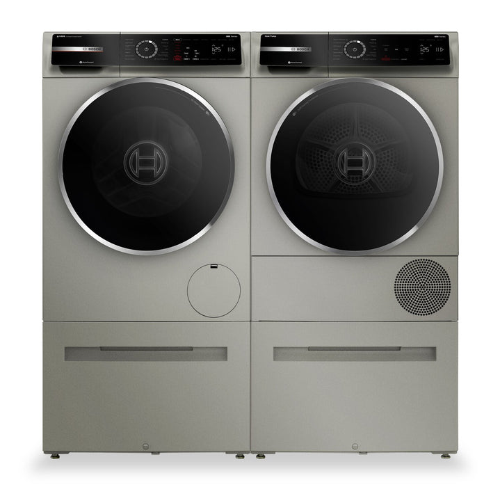Laveuse à chargement frontal de 2,4 pi³ et sécheuse avec pompe à chaleur de 4 pi³ de série 800 de Bosch 