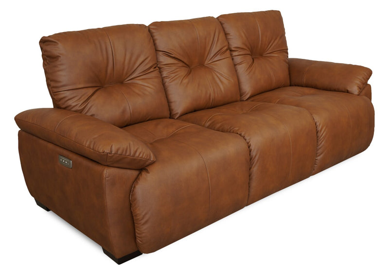 Sofa à inclinaison électrique Bello de 91,7 po en tissu d’apparence cuir - brun