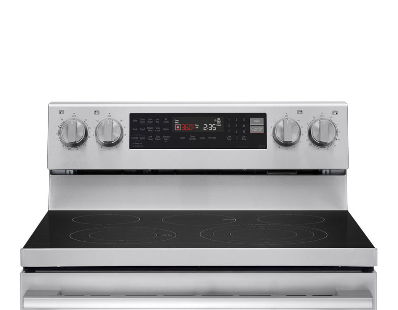 Cuisinière intelligente électrique LG de 6,3 pi³ avec friture à air - acier inoxydable résistant aux traces de doigts - LREN6325XE