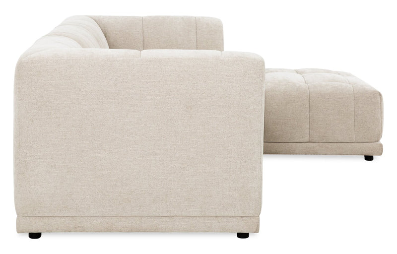 Sofa sectionnel modulaire Oaklyn Kort & Co. 4 pièces en tissu avec pouf et coussins de siège capitonnés - beige