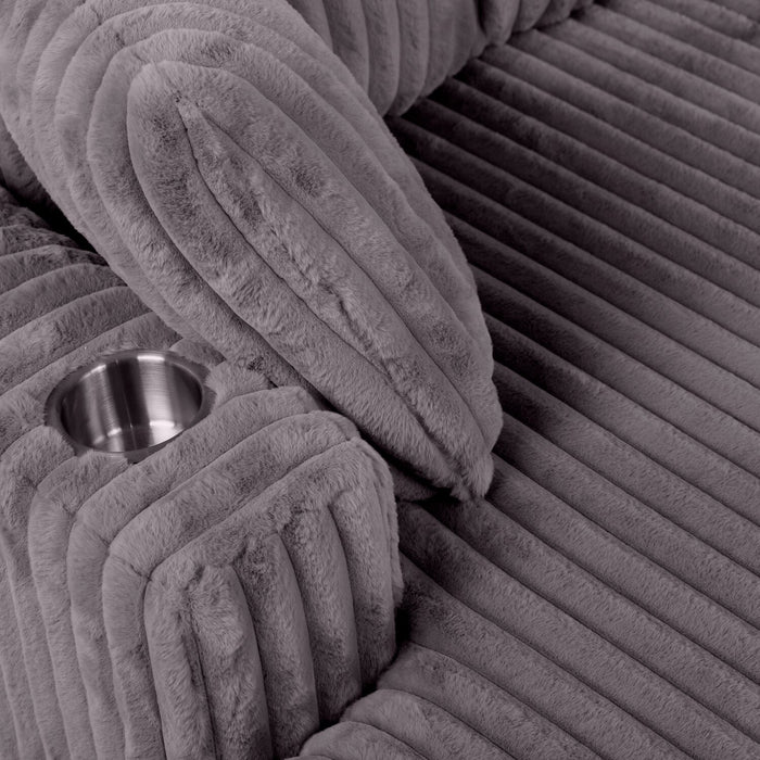 Fauteuil long de détente Kenny de 52,8 po en tissu de fausse fourrure très douce - gris 