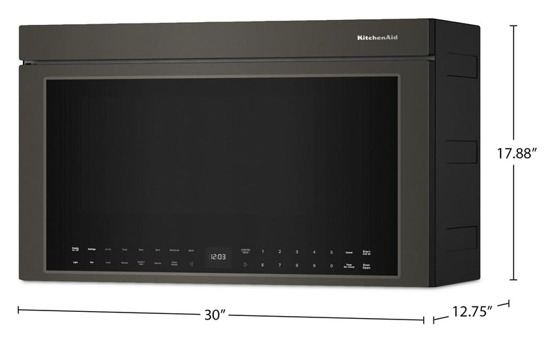 Four à micro-ondes à hotte intégrée intelligent multifonctionnel KitchenAid à installation affleurée - Minerai noir  - YKMMF730PBE