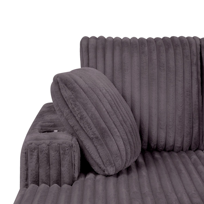 Fauteuil long de détente Kenny de 52,8 po en tissu de fausse fourrure très douce - gris 