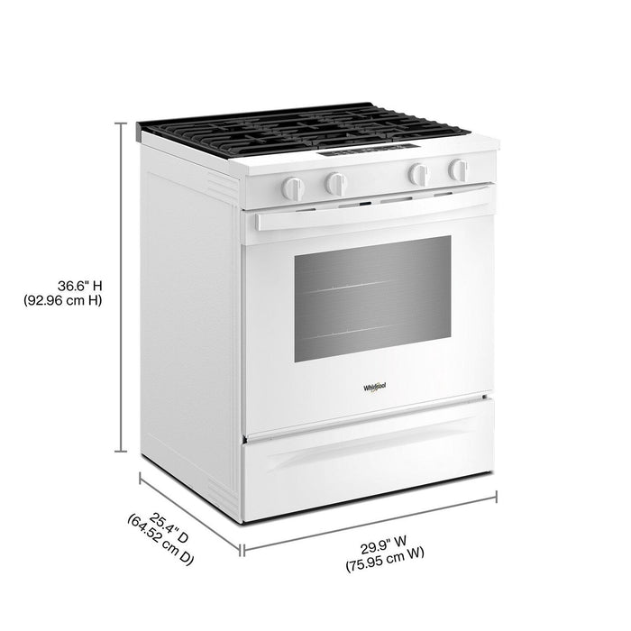 Cuisinière à gaz intelligente Whirlpool de 30 po, 5,0 pi³ avec cuisson à air - blanc - WSGS4530TZ