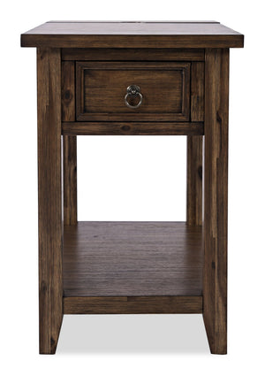 Table de fauteuil Branson de 16 po avec rangement, tablette et port USB - brun foncé