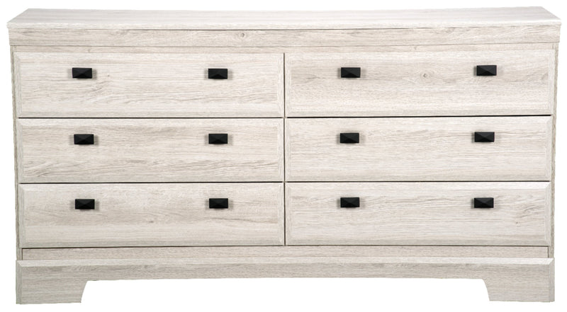 Commode Yorkdale de 61,4 po (L) x 32,3 po (H) à 6 tiroirs pour la chambre à coucher, fabriquée au Canada - blanche