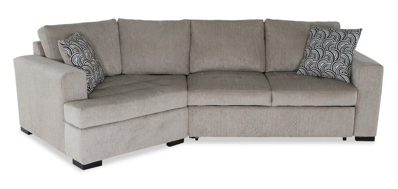 Sofa-lit sectionnel enveloppant de gauche Legend 2 pièces fabriqué au Canada en tissu de chenille - beige platine