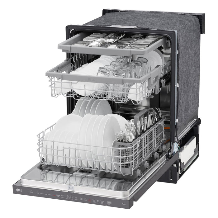 Lave-vaisselle intelligent encastré LG à 46 dBA de 24 po avec commandes sur le dessus et QuadWashMC Pro - acier inoxydable noir Smudge-ProofMD - LDPH5554D