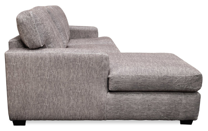 Sofa sectionnel de gauche Luxe 3 pièces fabriqué au Canada en tissu avec coussins amovibles - gris colombe Zaftig