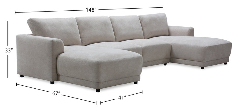 Sofa sectionnel modulaire en forme de U Voyage 4 pièces en tissu avec coussins de dossier amovibles - taupe