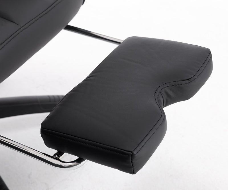 Chaise de bureau réglable Tommy de 28.7 po en similicuir avec repose-pieds et accoudoirs réglables - noire 