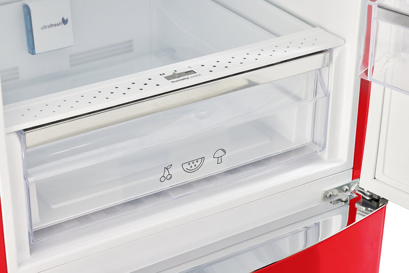 Réfrigérateur Classic Rétro par Unique de 24 po et de 12 pi3 à congélateur inférieur - pomme rouge bonbon - UGP-340L AC R