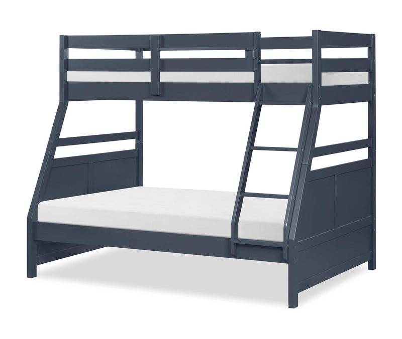 Lits superposés Quinn pour enfants avec échelle et garde-corps, bleus - simple et double