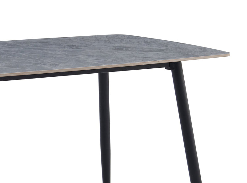 Table de salle à manger Arlo de 55 po (L) en métal avec dessus en pierre frittée - grise et noire