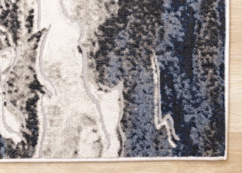 Carpette Linnie gris et bleu - 5 pi 3 po x 7 pi 7 po