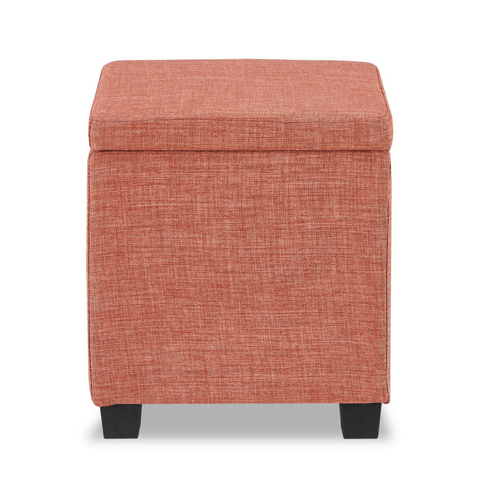 Pouf de rangement carré Halifax de 14,75 po en tissu - orange