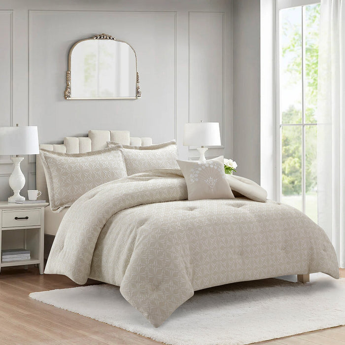 Ensemble d’édredon Argentina 4 pièces pour lit double ou grand lit - blanc