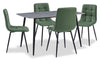 Ensemble de salle à manger Arlo 5 pièces en pierre frittée et métal avec table de 55 po (L) et 4 chaises vertes - vert, gris et noir