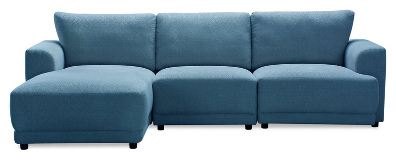Sofa sectionnel modulaire de droite Voyage 3 pièces en tissu avec coussins de dossier amovibles - bleu