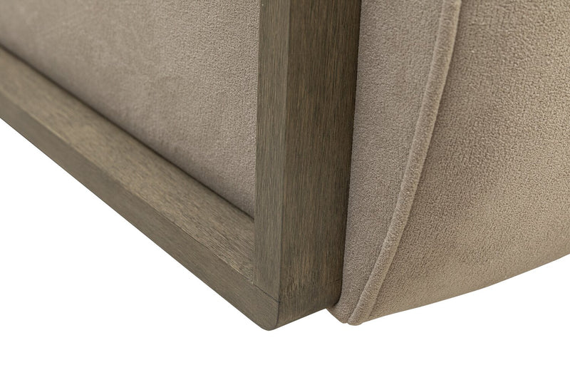 Fauteuil d’appoint pivotant Modell de 29,5 po en velours avec accoudoirs en bois - beige