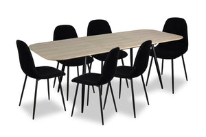 Ensemble de salle à manger Joss 7 pièces avec table et 6 chaises - rallonge papillon 63 po à 86,5 po (L), métal - naturel et noir