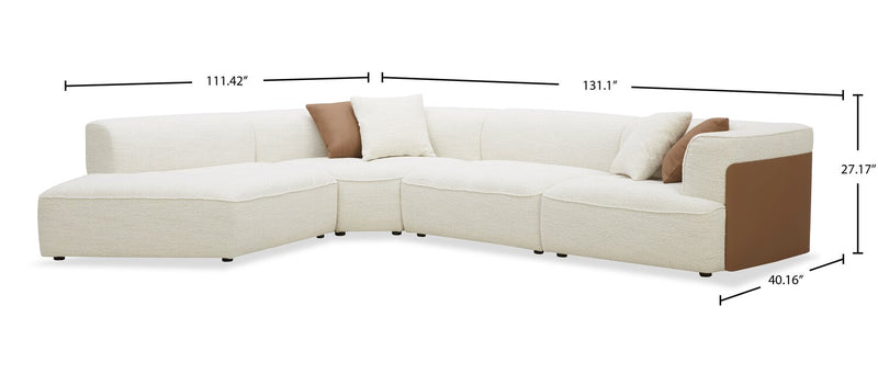 Sofa sectionnel de gauche Tribeca 4 pièces - perle