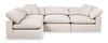 Sofa sectionnel modulaire de style cocon Eclipse 4 pièces en tissu d’apparence lin avec coussins réversibles en duvet et plumes - blanc lin