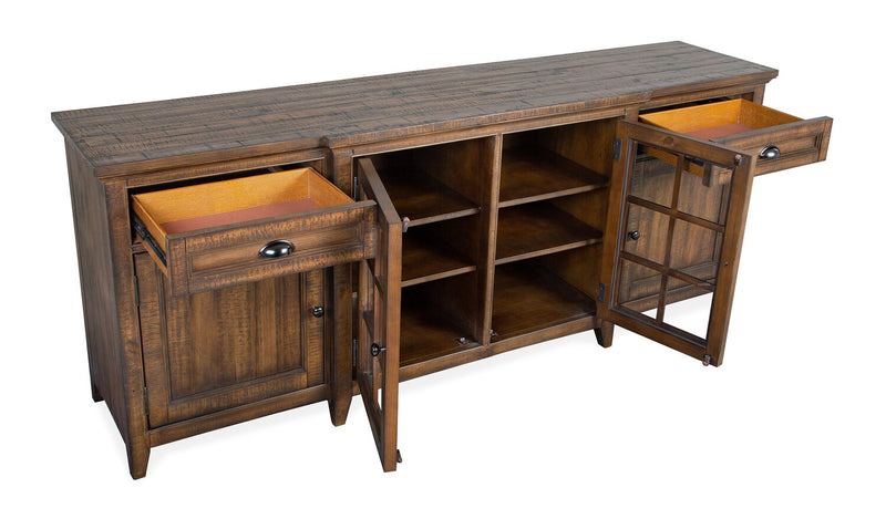 Meuble pour téléviseur traditionnel Wesley de 80 po avec rangement et système de gestion des câbles pour téléviseurs jusqu’à 85 po - muscade grillée