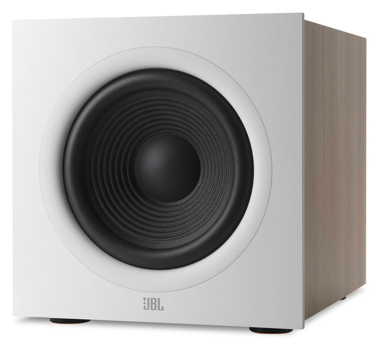 Caisson d’extrêmes graves amplifié de 300 W JBL Stage 200P de 10 po – blanc (JBL200PWHTAM)