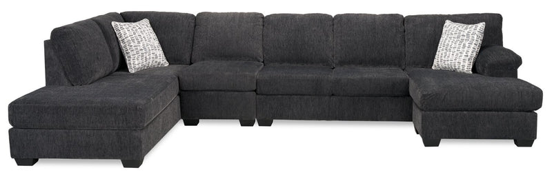 Sofa sectionnel en U de gauche Morgan 3 pièces fabriqué au Canada en tissu de chenille avec coussins décoratifs - gris