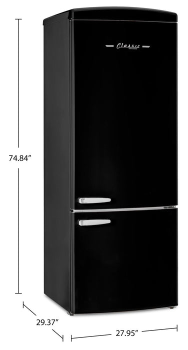 Réfrigérateur Classic Rétro d’Unique de 28 po et de 17 pi3 à congélateur inférieur - noir - UNQ-455L B AC